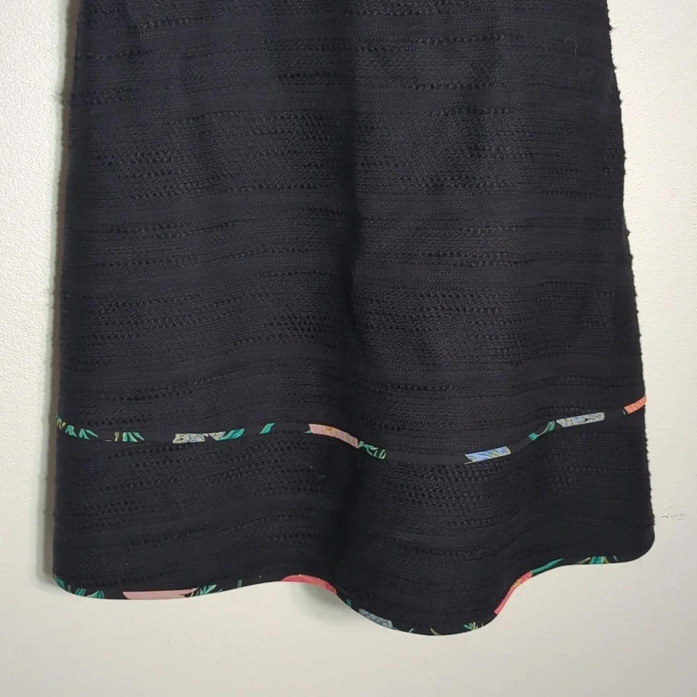 Kate Spade Womens Dress Black Blossom Trim Tweed Floral Sleeveless Fit‎ Flare 4